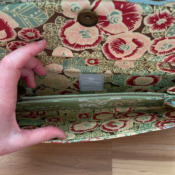 Amy Butler for Kalencom Clutch Purse w/ Chain Floral Yellow Organic Cotton - Picture 6 of 14